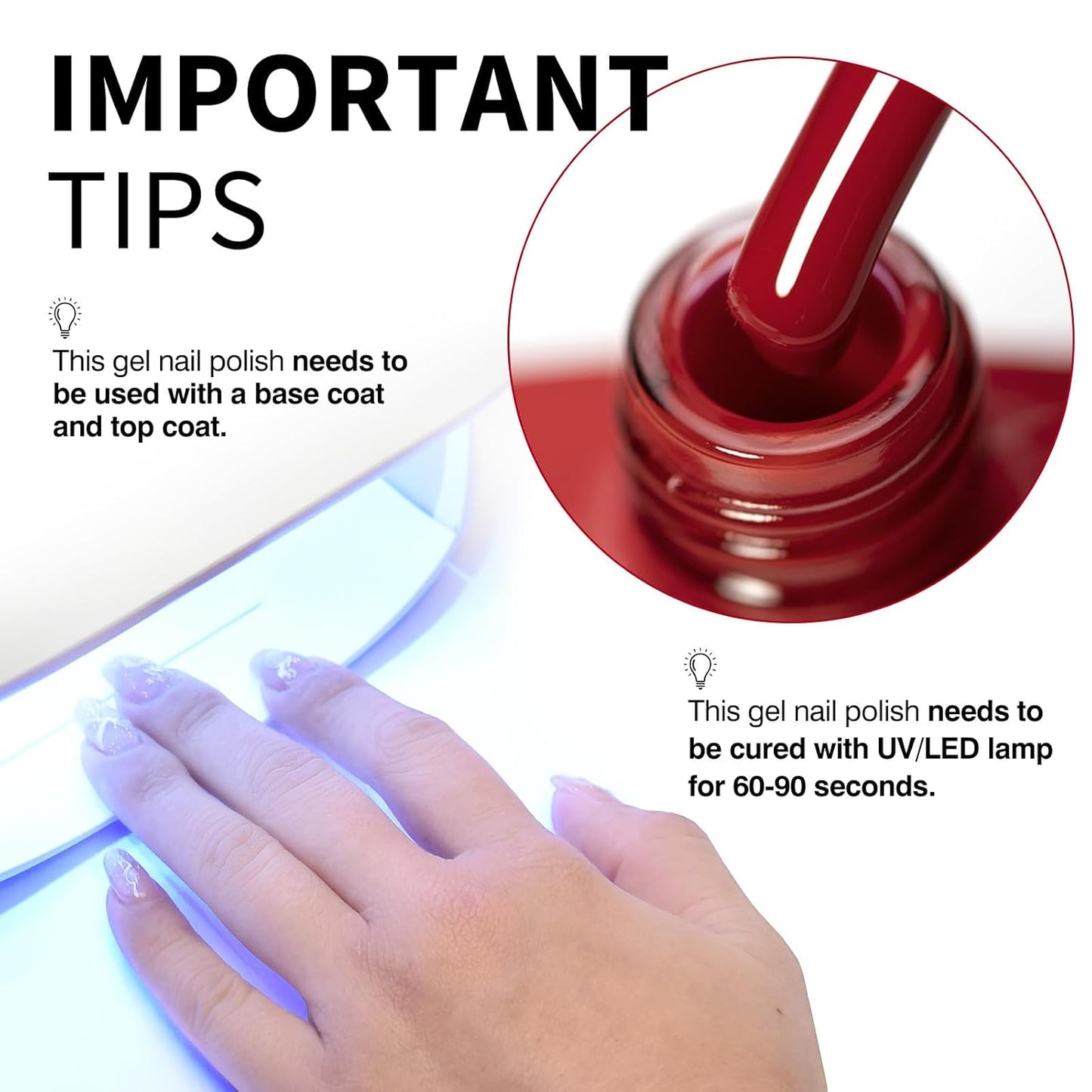 CANNI Red Gel Polish, 1Pcs Deep Dark Red Color Nail Polish Gel High Gloss Soak Off UV French Nail Manicure Salon DIY-BrightBean Baby