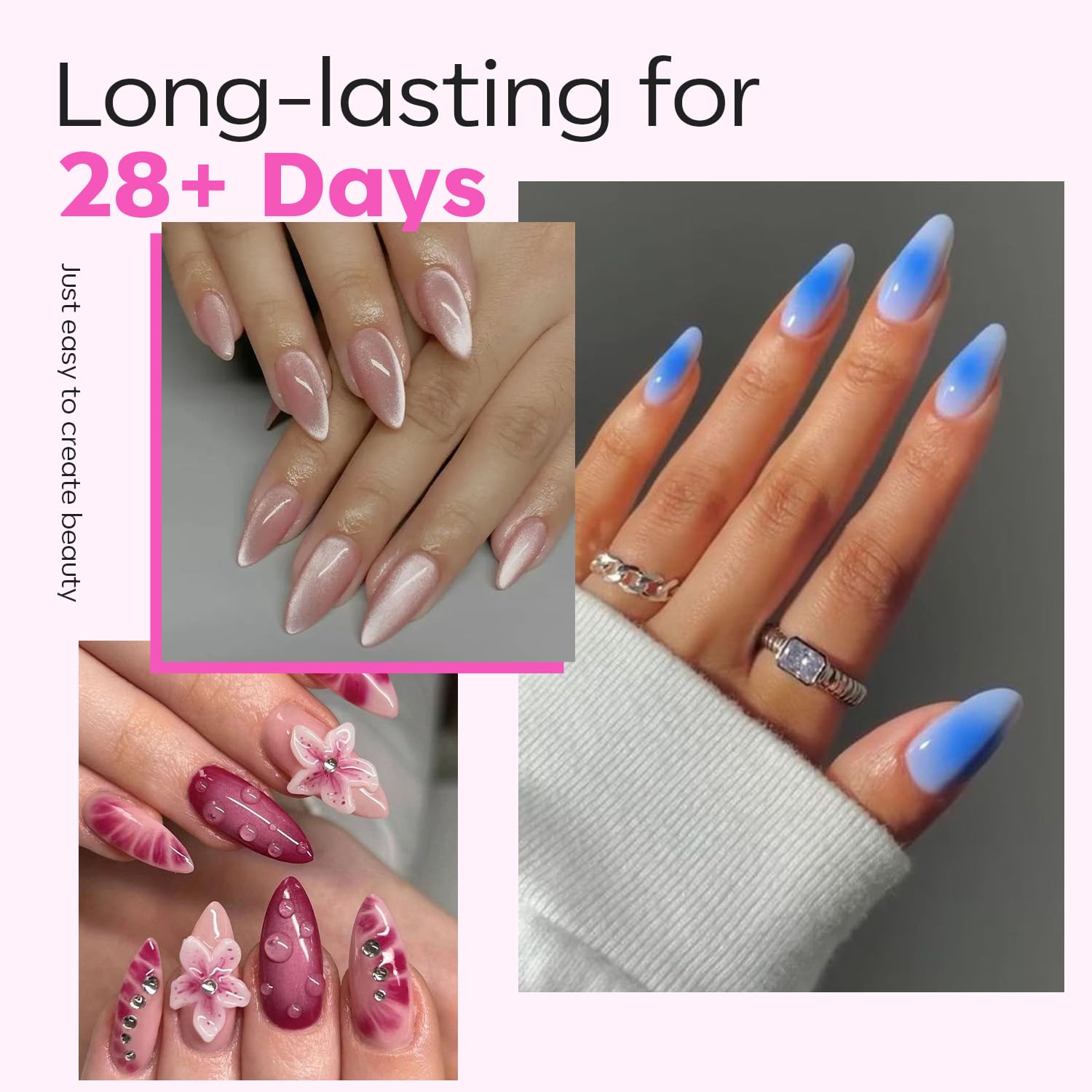 modelones Pointed Almond Nail Tips, Medium Pre-shaped Soft Gel Tips Fake Nails False Acrylic Clear Full Cover Press on Extension Gel Kit Manicure DIY at Home 216PCS 12Sizes-BrightBean Baby