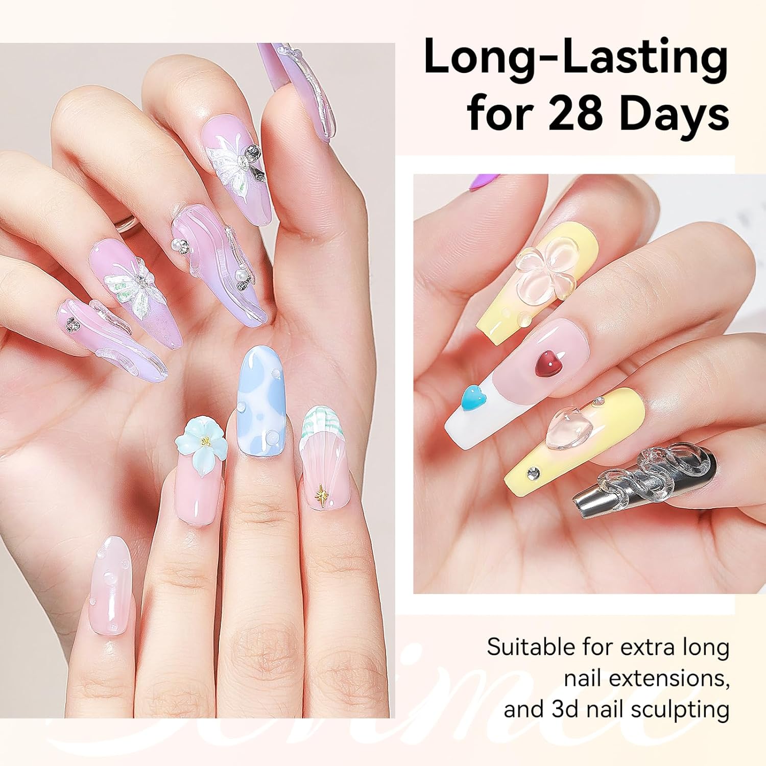 Solid Builder Gel and 15g Rhinestones Glue, Sculpting Gel for Nail Art Clear Non-Stick Hand For Modeling, Sculpture, Nails Extension UV/Led Manicure DIY At Home-BrightBean Baby