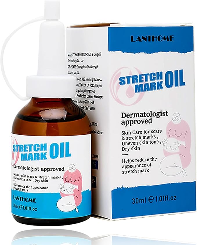 Stretch Mark Pregnancy Massage Oil, Stretch Mark Oil, Skincare Oil for Improve Stretchmarks, Pregnancy Skin Care Fade Stretch Marks, Body Moisturizer for Dry Skin, First Time Mom Gift 30 ml-BrightBean Baby