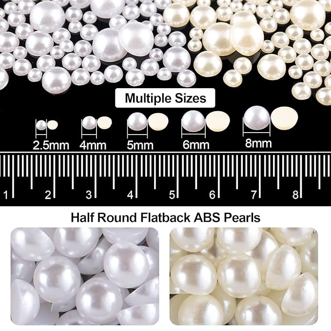 Flat Back Rhinestone+Half Round Pearl Kits Colorful Rhinestones+White&Beige Pearls With Quick Dry Makeup Glue+Picker Pencil+Tweezer For Nail Art And Face Make-up-BrightBean Baby