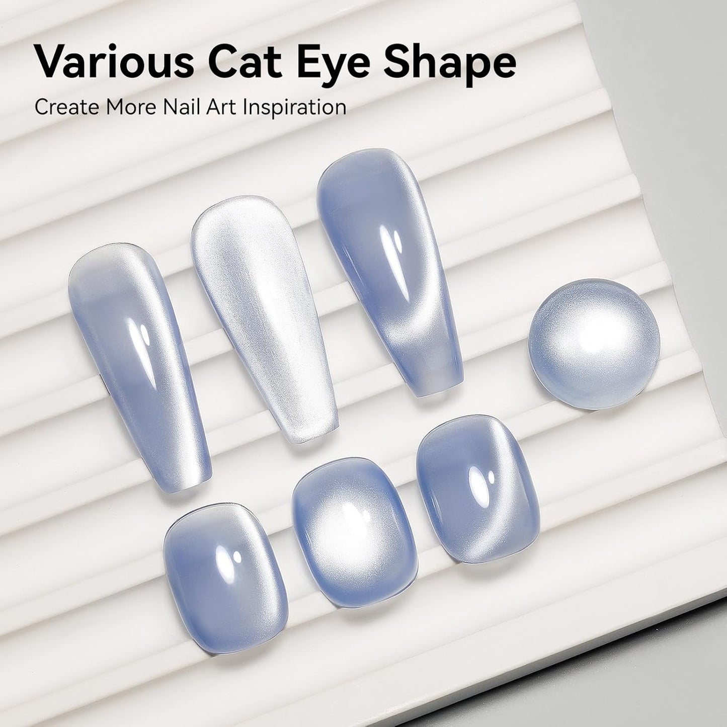 Cat Eye Gel Nail Polish Blue, Magnetic Cateye Gel Polish Sheer Blue Glitter Holographic With Magnet for Nail Salon DIY At Home-BrightBean Baby