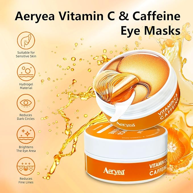 Under Eye Patches with Vitamin C & Caffeine 30 Pairs for Dark Circles, Fine Lines and Puffiness, with Niacinamide Hydra-Gel Collagen, Skin Care for Men & Women-BrightBean Baby