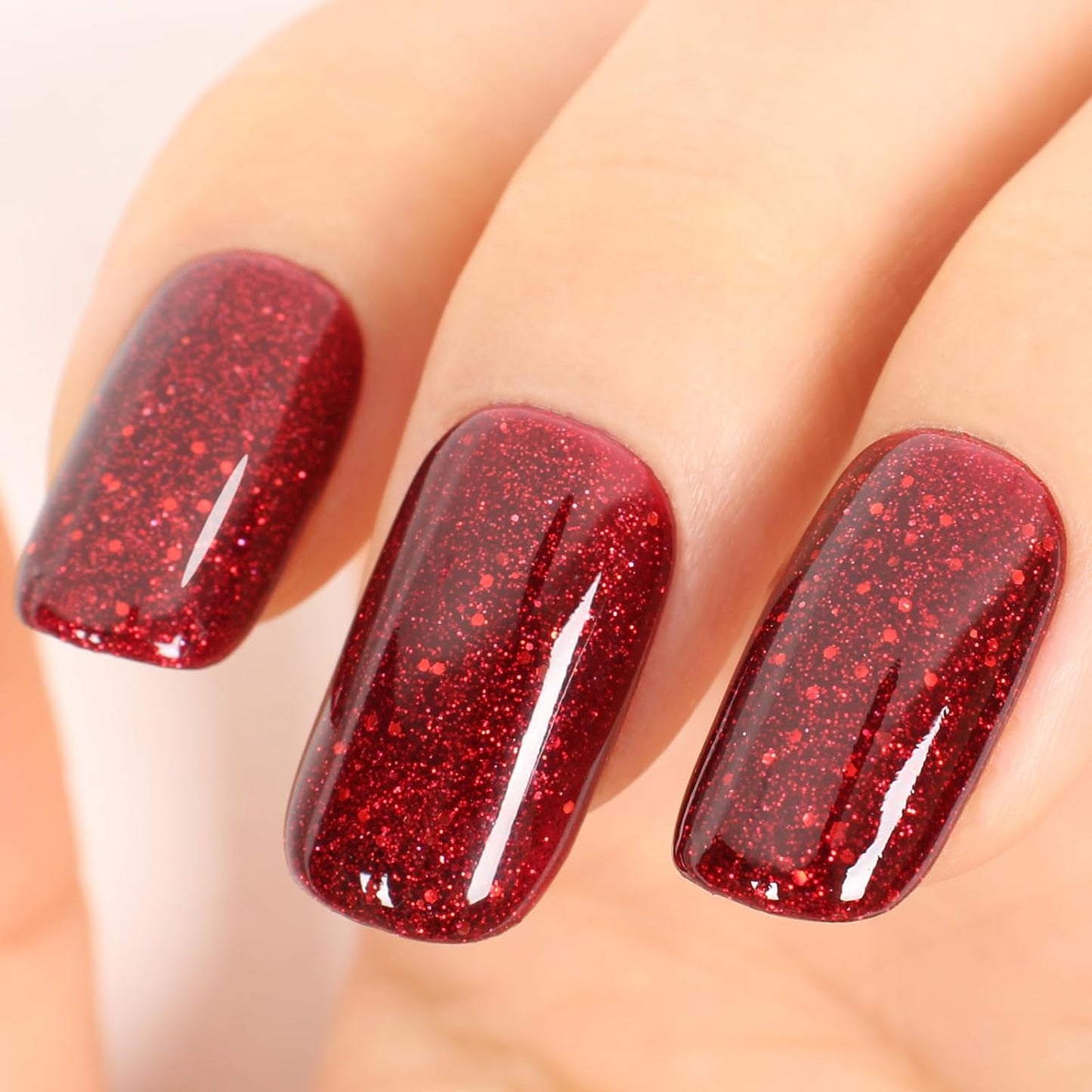 Glitter Red Gel Polish,Sparkly Shimmer Christmas Red Glitter Gel Nail Polish,0.51 Fl Oz Soak Off UV Poinsettia Gel Nail Polish for DIY Nail Art,Holiday Gifts - GP0064-BrightBean Baby