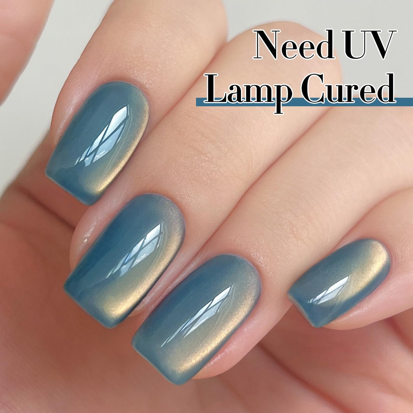 Double Rhythm 15ML Ice Glass Cat Eye Gel Polish with Magnet Holographic Glitter Shimmer Translucent Sheer Color Salon Soak Off Magnetic Nail at Home (SKy Teal-MC1132)-BrightBean Baby