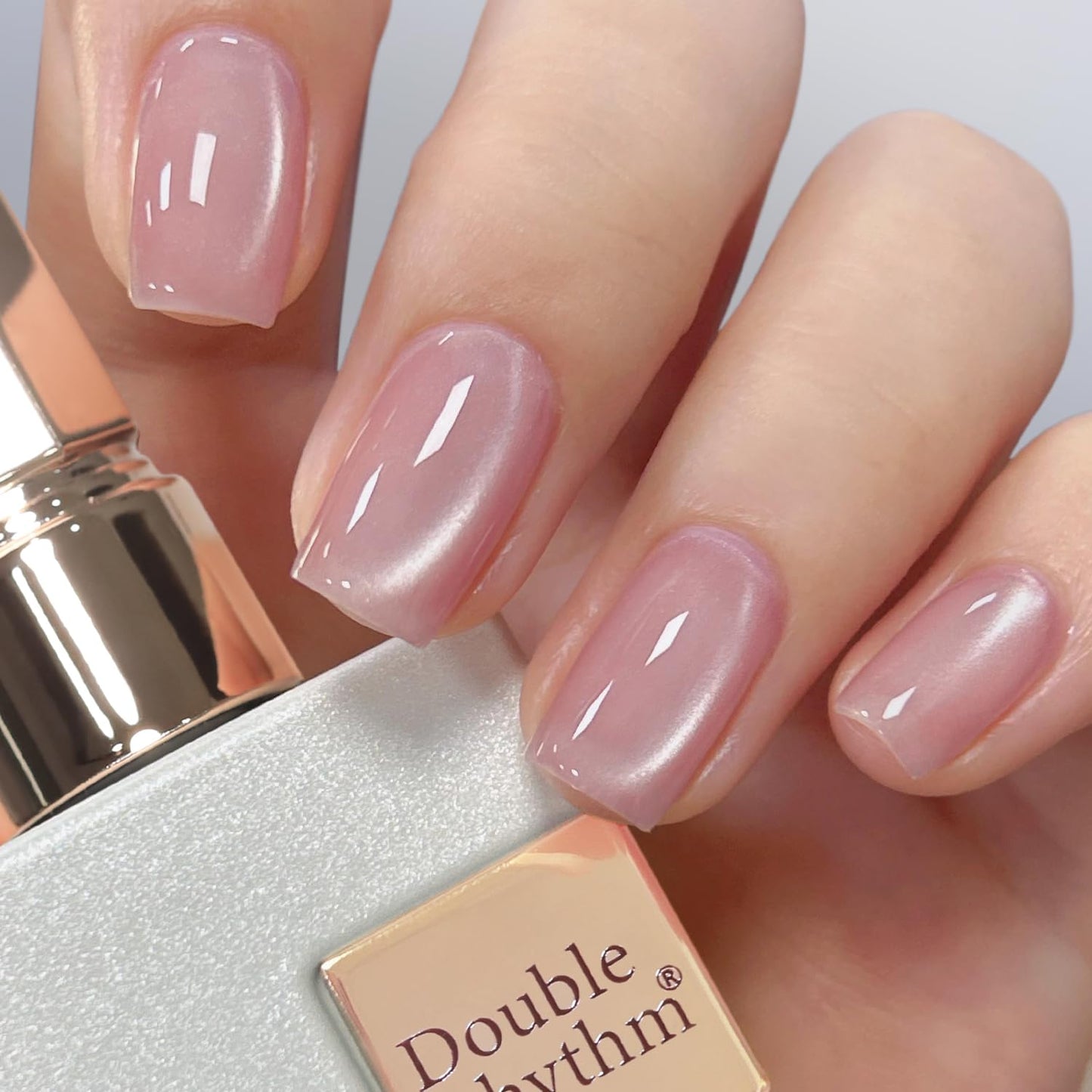 Double Rhythm Jelly Glass Cat Eye Gel Polish with Magnet 15ML Holographic Glitter Shimmer Translucent Sheer Color Magnetic Polish Salon DIY at Home (Jelly Pink Orange-MC1102)-BrightBean Baby