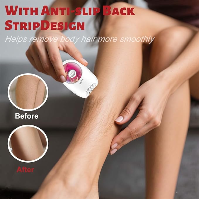 VGR 706 Professional Epilator for Women,Portable Cordless Smooth Glide Hair Removal Device for Legs, Underarm, Back,Full-Body Epilator with 18 Tweezers System, 2 Speeds Hair Removal with Silent Design-BrightBean Baby