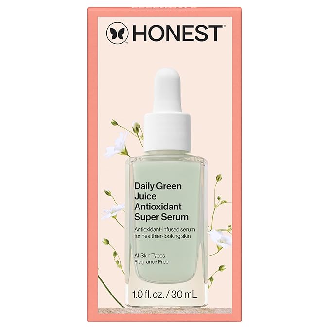 Honest Beauty Daily Green Juice Antioxidant Super Serum | Improves Skin Tone + Texture | Gentle for Sensitive Skin, Fragrance Free, Vegan | 1 fl oz-BrightBean Baby