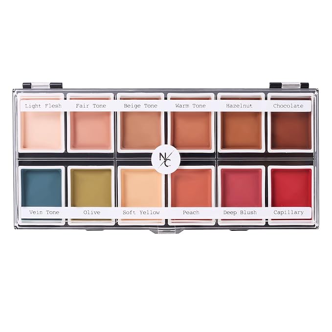 Flesh Tone Alcohol-Activated Palette, Activator, and Remover Kit, Professional SFX Makeup Set, Tattoo Cover-BrightBean Baby