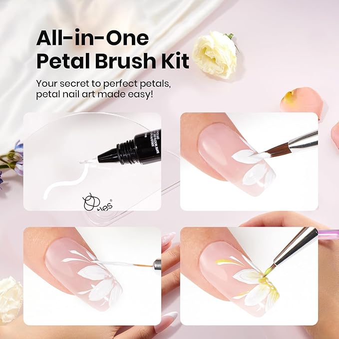 Beetles Nail Art Brushes Set for Gel Polish 3 Pcs Nail Art Design Pen and One White Painting Gel All-in-One Petal Brush Kit Flower DIY with Palette Dotting Manicure Tool Set-BrightBean Baby