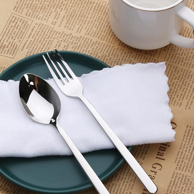 KINGSTONE Dinner Spoons Set of 16, 8 Inch 18/10 Stainless Steel Spoon Cutlery Table Spoon for Home, Kitchen & Restaurant, Dishwasher Safe