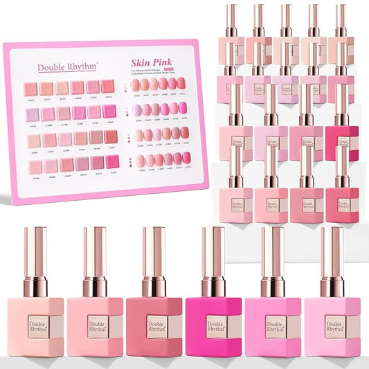 Double Rhythm 28Pcs 0.5Oz Gel Nail Polish Set Same Color Same Bottle Soak Off Gel Polish Kit Nail Art Manicure Salon DIY at Home for Women (Neutral Skin Pink Nude Collection-T24-12)-BrightBean Baby