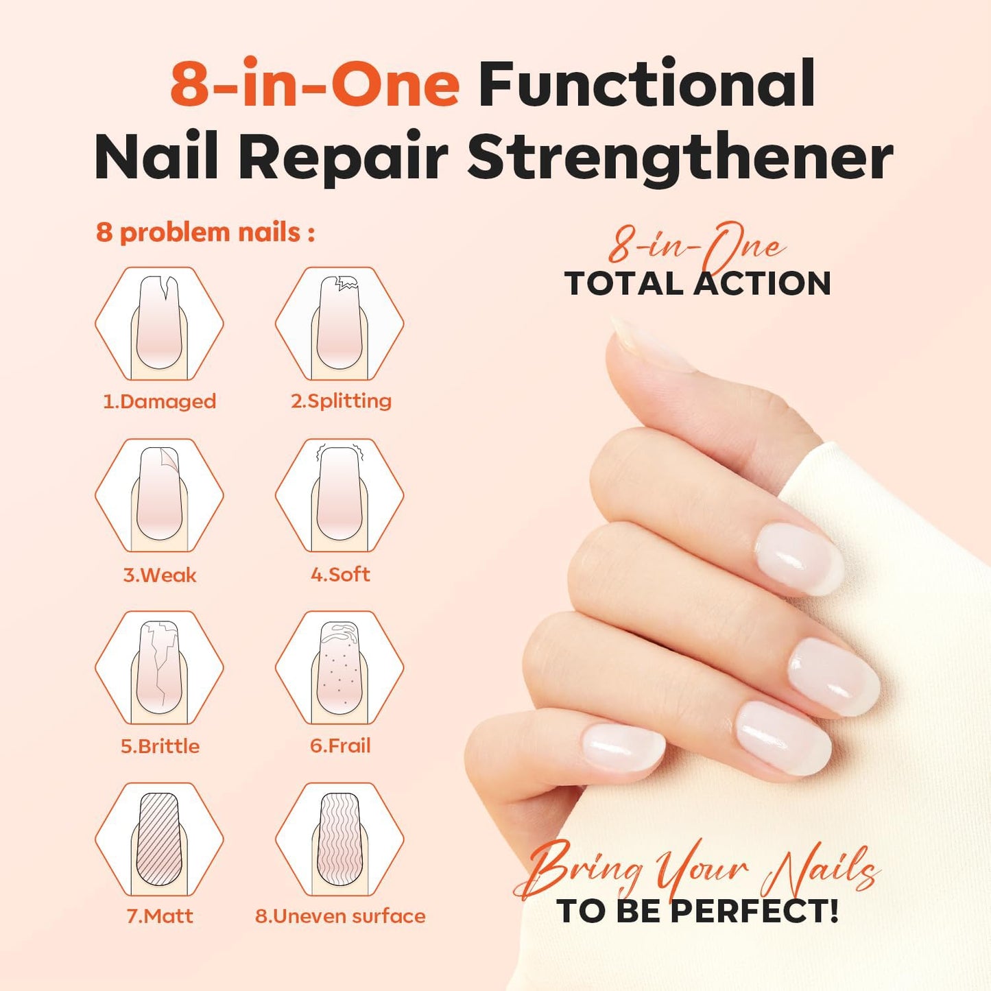 modelones Nail Strengthener Milky White Nail Polish Nails Repair for Damaged Nails Growth and Strentgthener Ridge Filler for Nail Strengthening Polish 15ml-BrightBean Baby