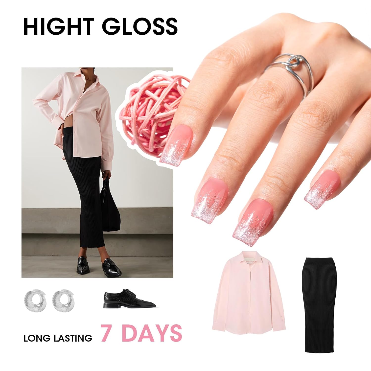 GELLEN Clear Pink Nail Polish, Sheer Pink Jelly Natural Regular Nail Polish Quick Dry Summer 6 Light Colors Set for Acrylic Natural Nails Home Salon, Chip Resistant, Non UV Gel, Hema Free, Non Toxic-BrightBean Baby