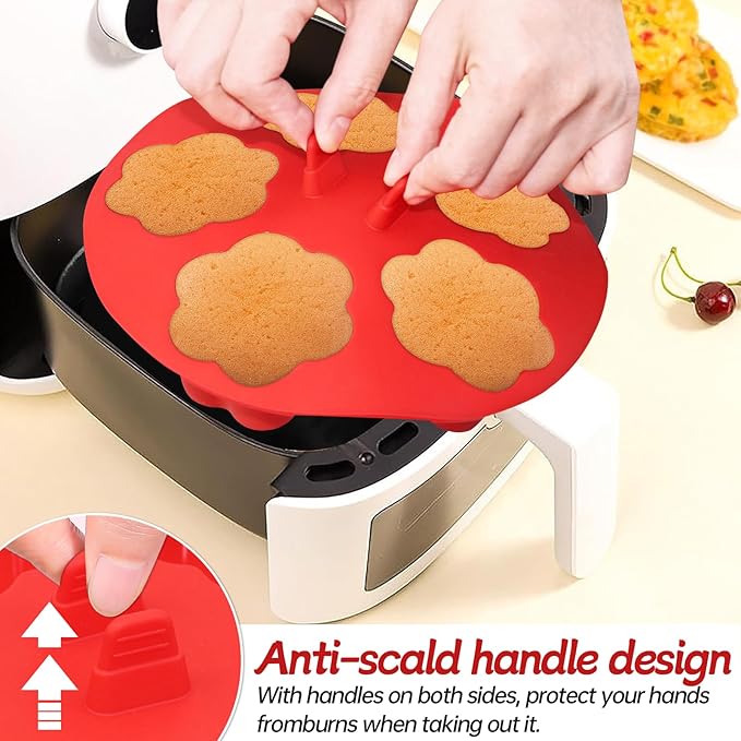 Silicone Air Fryer Muffin Pan Egg Bite Mold for Oven Baking,1 Pcs Mini Muffin Tins Cups Cake Pan Tray for Air Fryer Liners Basket Accessories Baking Muffin Cakes Pancake Quiche