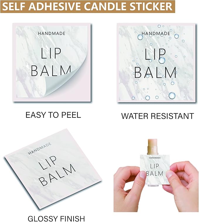 CRASPIRE Lip Balm Labels 80pcs Homemade Lip Balm Labels 2” Clear Lip Balm Labels for Tubes Printable Waterproof Lip Balm Stickers Labels for Lip Balm Handcream Candle Container（Marble Pattern）-BrightBean Baby
