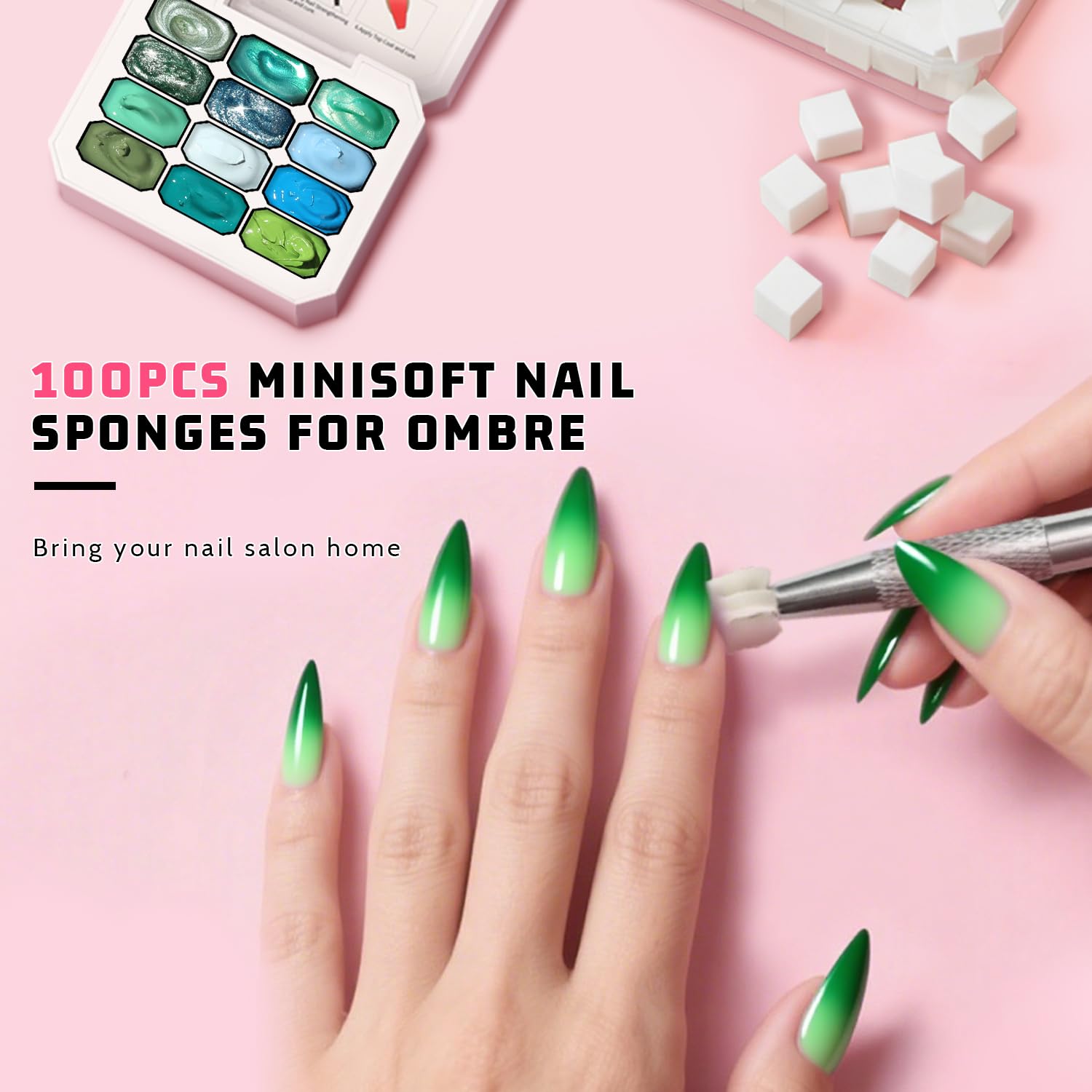 Sponge Pat Paint Nail Gel, Ombre Nails Gradient Gel Nail Blush Blooming Aura Nails Drawing Stripper Floral Painting DIY Nail Art, No Wipe, UV/LED Curing (12 Colors L)-BrightBean Baby