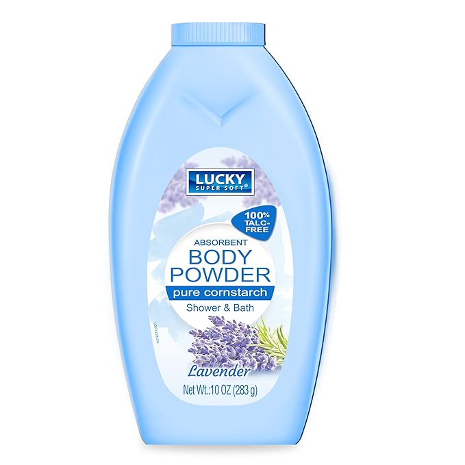 Lucky Super Soft Cornstarch Body Powder, Lavender, 10 Ounce-BrightBean Baby