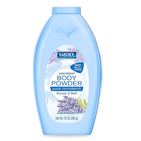 Lucky Super Soft Cornstarch Body Powder, Lavender, 10 Ounce-BrightBean Baby
