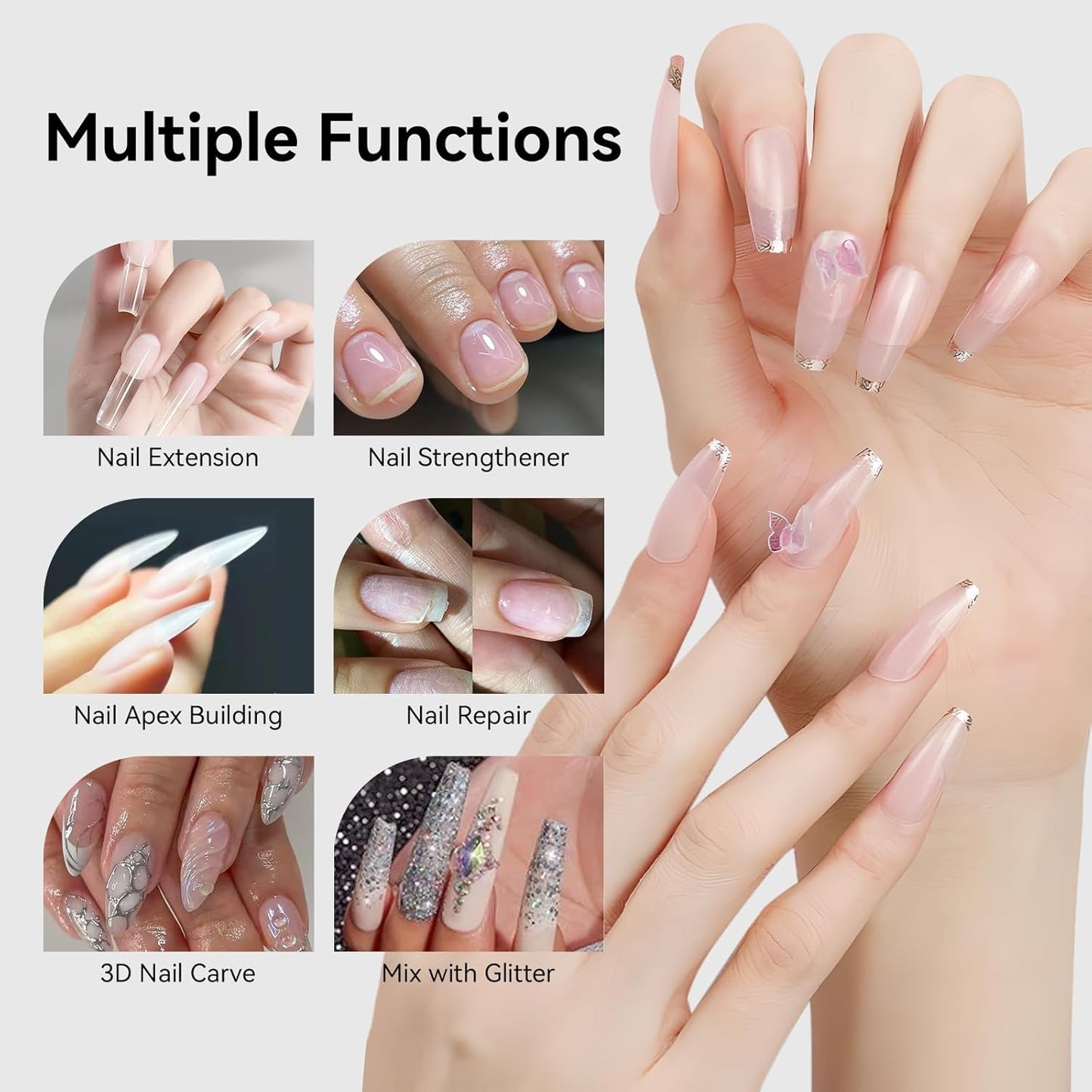 Makartt Clear Gel Builder: Nail Extension, Strong, Self-Levelling, Long Lasting for Strengthener Sculpture Broken Nails Repair Protection, UV LED Lamp Cure Required, Home Salon DIY Manicure 1.06 oz-BrightBean Baby