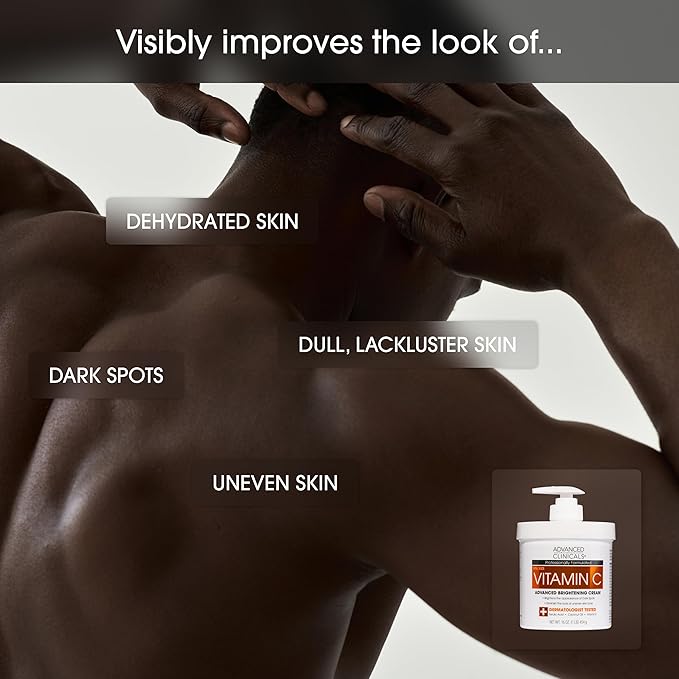 Advanced Clinicals Brightening Vitamin C Cream + 5% Niacinamide Serum W/Hyaluronic Acid 2pc Set | Vitamin C Body Lotion Moisturizer & Dark Spot Remover Face Serum | Skin Care Products, 2pc Bundle-BrightBean Baby