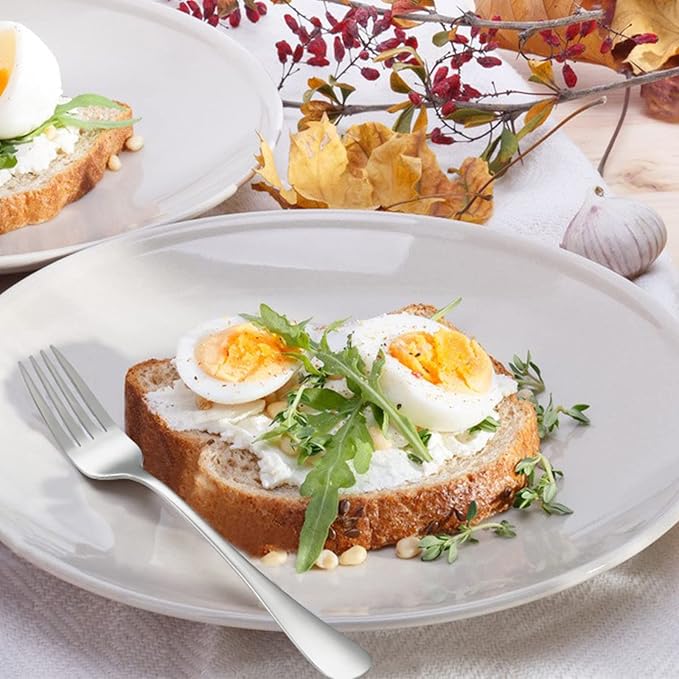 SANTUO Dessert Forks Set - 12-piece Stainless Steel Salad Forks Cream Fork Flatware Set Reusable for Household Use or Camping - Silver 6.7 Inches