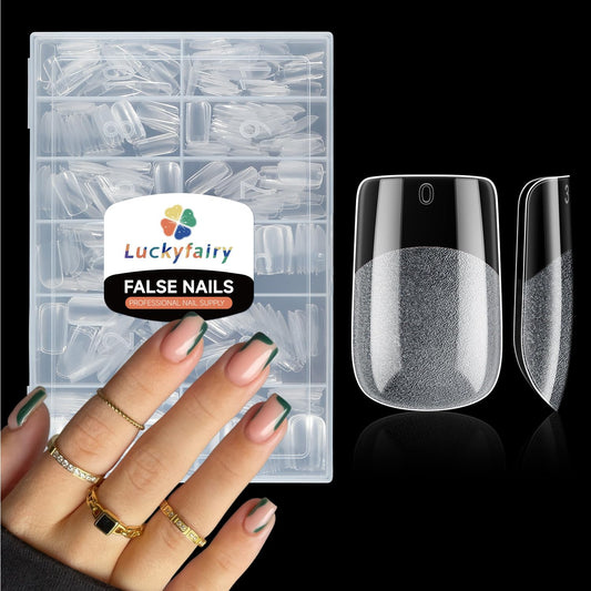 Short Square Nail Tips: 240PCS Soft Gel Pre-filed Short Square Fake Tips, 12 Sizes Full Cover Acrylic False Press On Nails for DIY Nail Art Home Salon-BrightBean Baby
