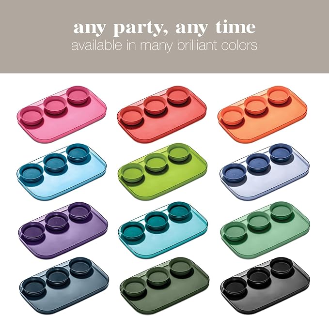 madesmart dipware 3 Bowl Serving Tray, Collapsible & Removable Dip Bowls for Charcuterie, Guacomole, Snacks, Veggies, Premium Dishwasher & Microwave Safe, Multipurpose Plate & Bowl, Blue