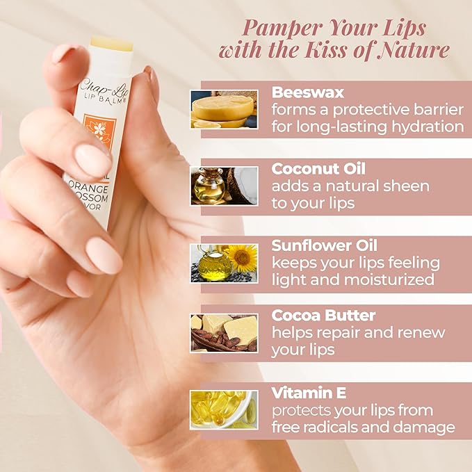 100% Natural Lip Balm Set - Hydrating and Moisturizing Beeswax Natural 4 Flavor Assortment - Lip Moisturizer for Dry Lips - Cocoa Butter - Petroleum Free Pack of 8-BrightBean Baby