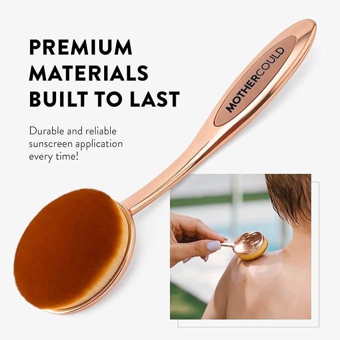 Premium Sunscreen Brush Set – Kids & Baby Sunblock Applicator with Metal Handles, Travel Bag, 2 Brushes, 2 Caps, & Cleaning Mat – Rose Gold – Mess-Free Sun Care (2 Pack) (Rose Gold)-BrightBean Baby