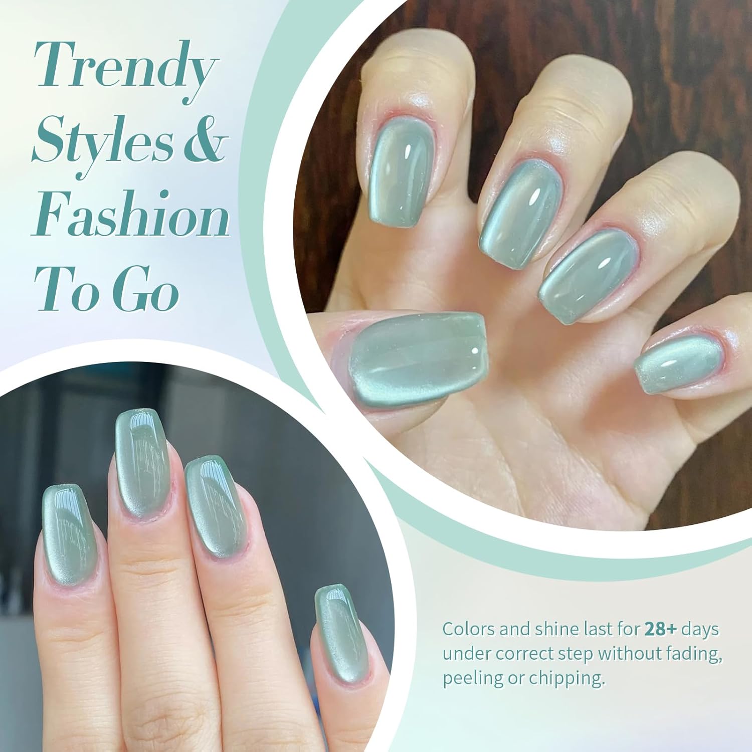 Born Pretty Cat Magnetic Eye Gel Nail Polish, Green Moonlight Cat Magnetic Gel, Glass Shiny Effect Green Soak Off Nail Art Salon Manicure Home Gift 15ml-BrightBean Baby