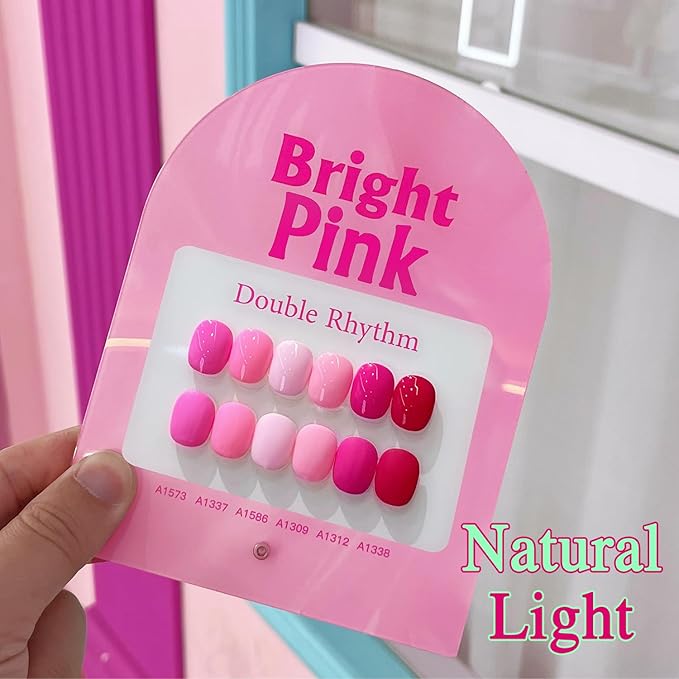 Double Rhythm 6 Pcs 15 ML Gel Polish Set Same Color Same Bottle Soak Off Gel Polish Kit Nail Art Manicure Salon DIY at Home for Women (Bright Neon Light Pink Purple-T6-13)-BrightBean Baby