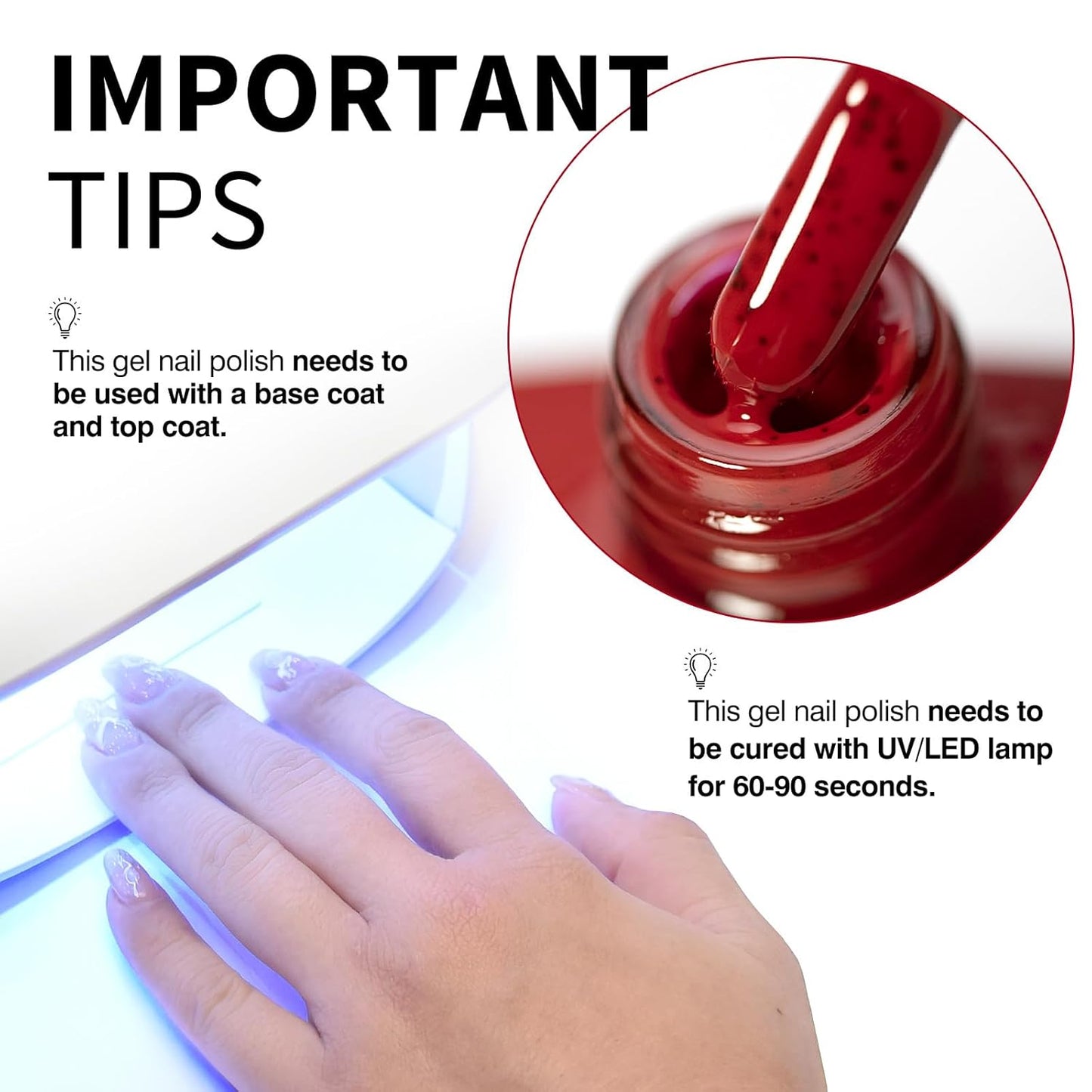 CANNI Wine Red Glitter Gel Polish – 9ML Sparkly Soak-Off UV/LED Gel Nail Polish for French Manicure, DIY or Salon Use-BrightBean Baby