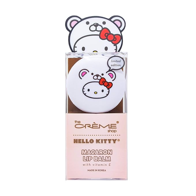 The Crème Shop x Sanrio Hello Kitty Macaron Lip Balm Korean Cute Scented Pocket Portable Soothing Cruelty-Free (Hello Kitty White Chocolate)-BrightBean Baby