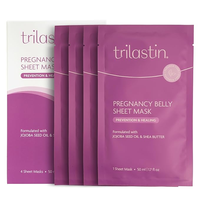 TriLASTIN Belly Masks - Belly Masks for Pregnant Women - Hydrating & Soothing for Itchy Skin - Reduces Stretch Marks - Safe for Sensitive Skin - Paraben & Phthalate-Free - Made in USA - 4 Pack-BrightBean Baby