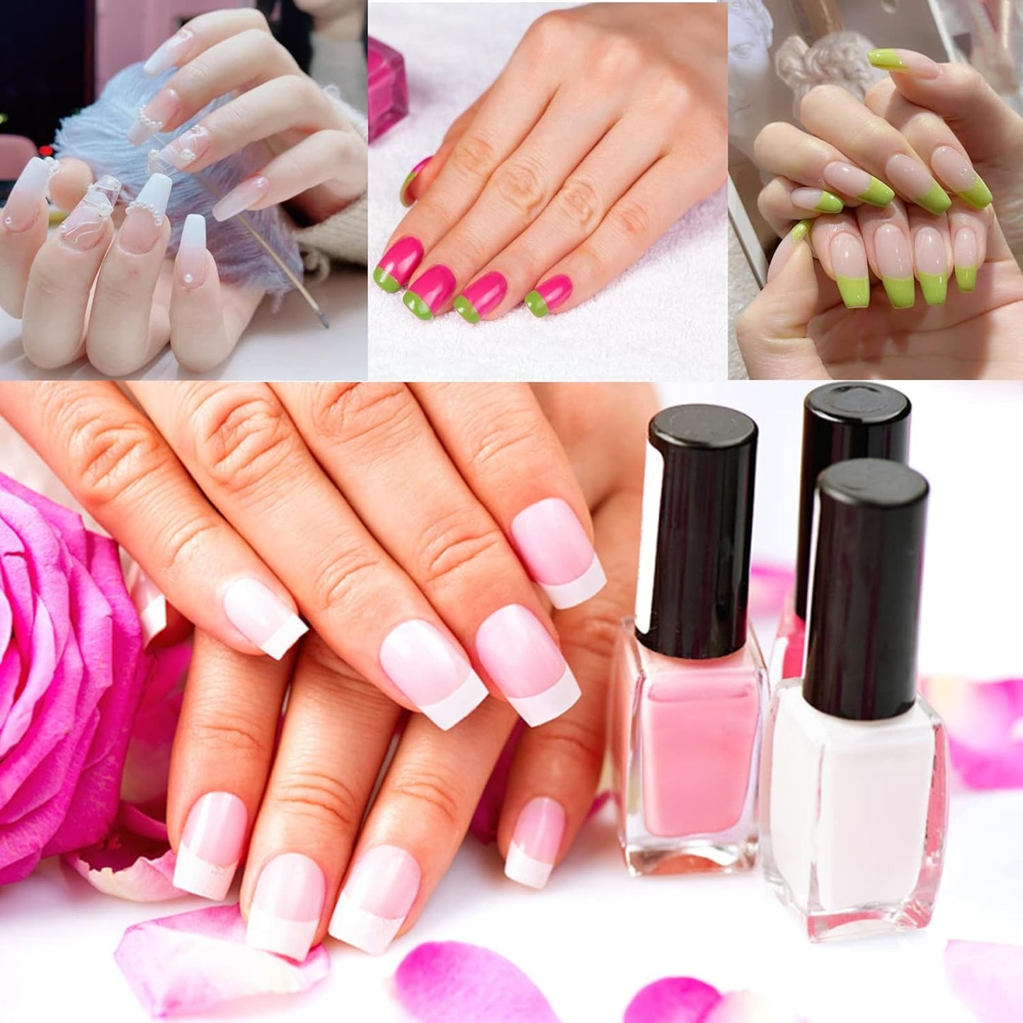 Short Square Nail Tips,1000 PCS Artificial Full Cover Fake Nails Soft Gel Tips 10 Sizes with Box for Home DIY Nail Salon (Clear and Natural 3)-BrightBean Baby