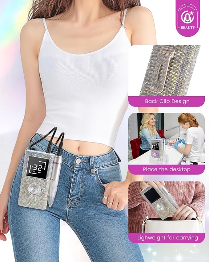 CozyZen Cordless Electric Nail Drill, 45000 RPM Rechargeable Diamond E-File, Portable & Low Noise for Acrylic/Gel Nails, Manicure & Pedicure - Professional & Home Use-BrightBean Baby