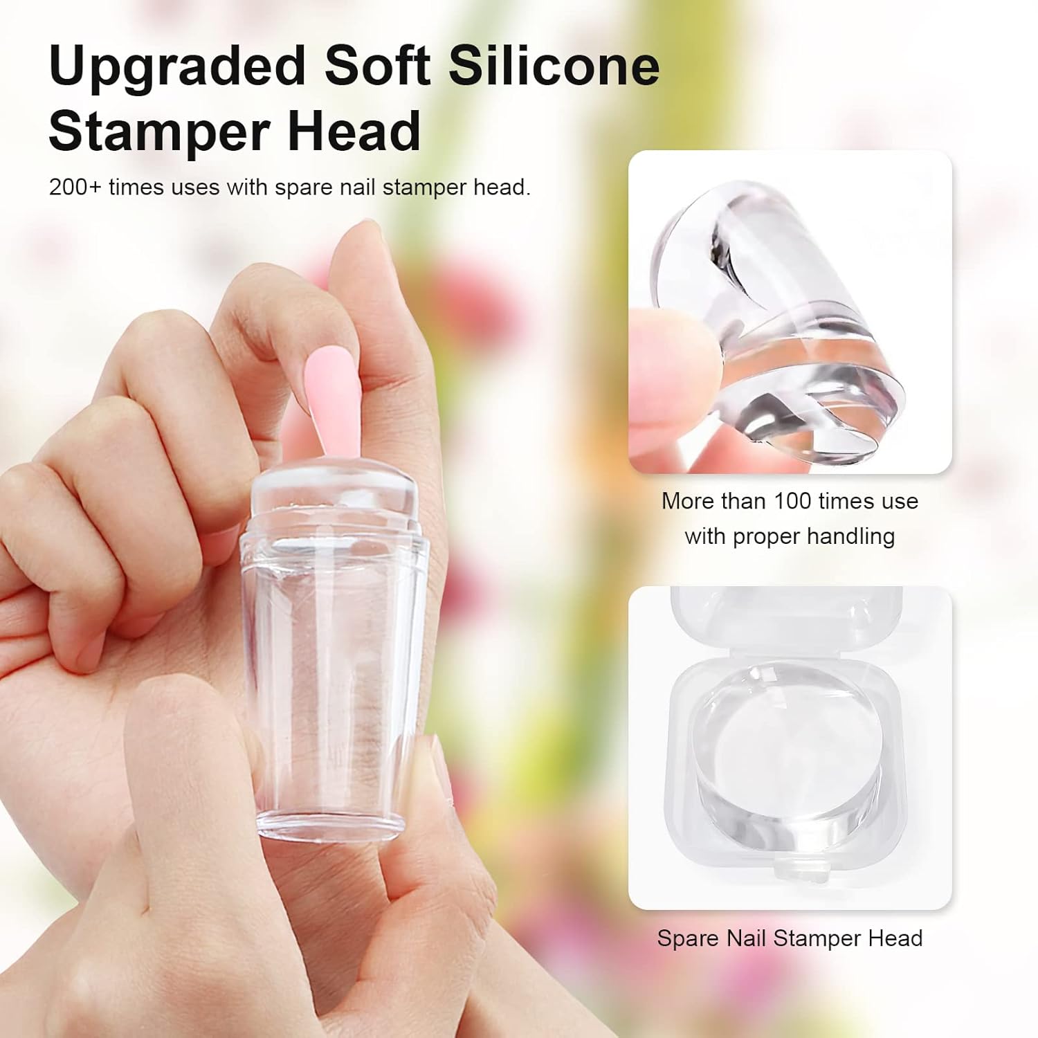 14PCS Nail Art Stamper Clear Silicone Nails Stamping Jelly with Scraper Transparent Visible Body DIY Manicure Nail Art Tool P-BrightBean Baby