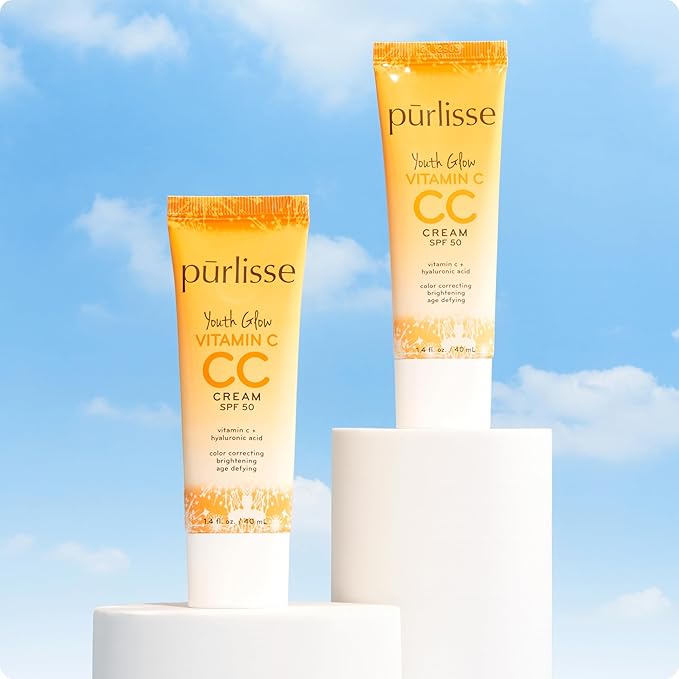 pürlisse Youth Glow Vitamin C CC Cream with SPF 50 - Color Corrector Enriched with Sea Buckthorn, Vitamin C & Hyaluronic Acid - Boosts Radiance & Youthfulness - Paraben-Free - Fair (1.4 oz)-BrightBean Baby