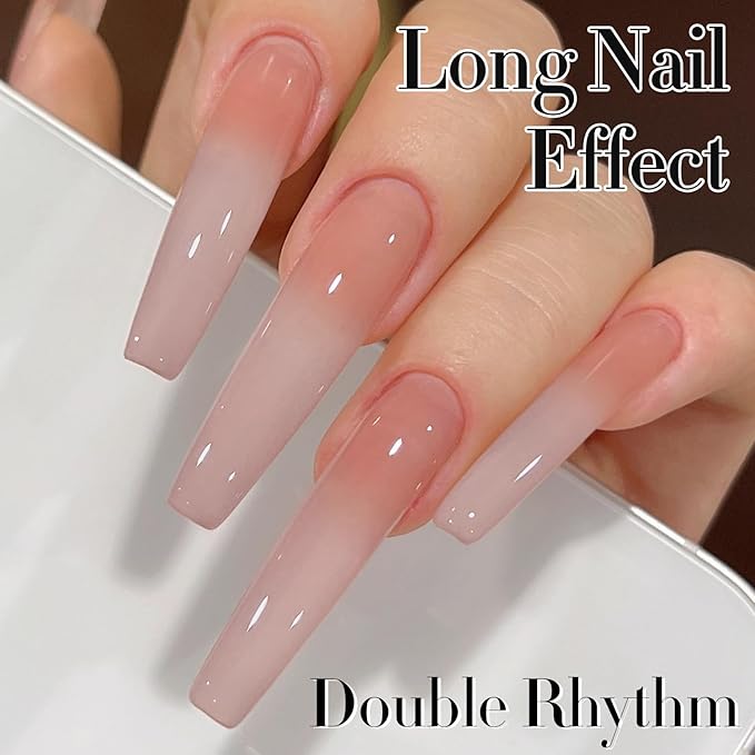 Double Rhythm Translucent Gel Polish Sheer Neutral Natural Light Milky Same Color Same Bottle 15ML Jelly Nail Polish Nail Art DIY at Home (Milky Nude Purple-A1414)-BrightBean Baby