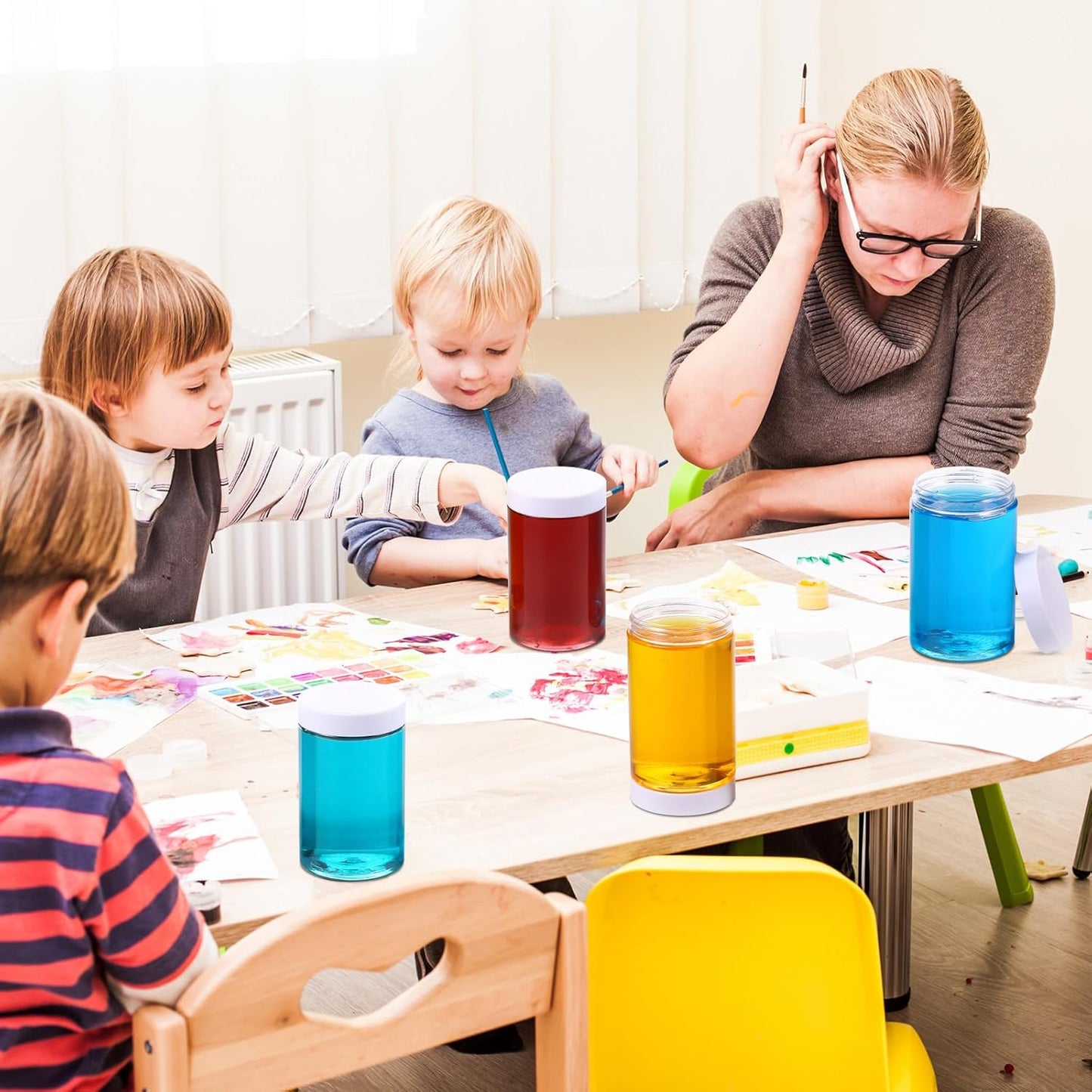 SATINIOR 100 Pcs Plastic Jars with Lids Small Containers Lids Wide Mouth Small Plastic Containers for Lotion Cream Rhinestones Body Butters Travel Storage(8 oz,White)-BrightBean Baby