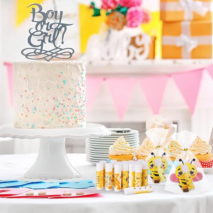 48 Sets Bee Lip Balm with Bee Themed Thank Card Tags Baby Shower Favor Bulk Bee Themed Gifts for Baby Shower Baptism Birthday Party Supplies Christmas Party-BrightBean Baby