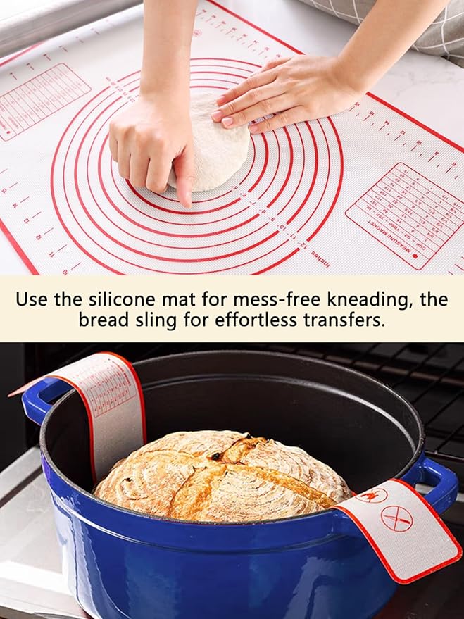 Sourdough Bread Baking Kit - Breads Making Tools - Complete Sourdough Starter Kit with Proofing Baskets, Jar, Dough Whisk, Pastry Mat, Bread Knife & Tools - Gifts for Bakers Women & Moms