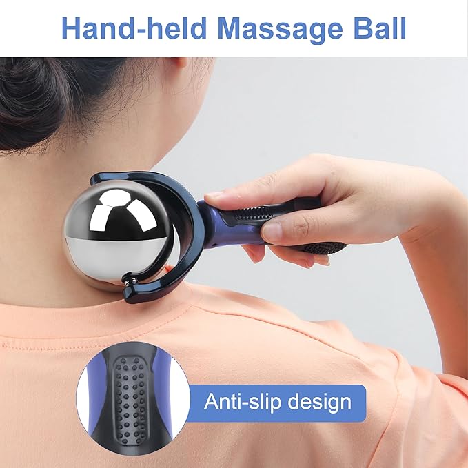 Cold Massage Roller Ball, Cold Therapy Relief, Portable Fitness Ice Roller Ball with Handle, Great Tool for Back/Neck Pain (Blue)-BrightBean Baby