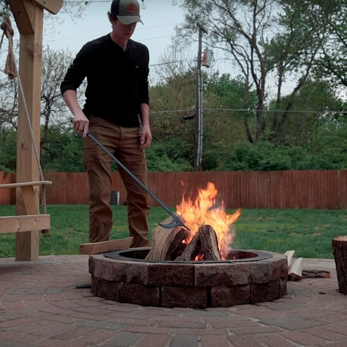 40" Fire Log Tongs Firewood Grabber and Fire Poker Set,Large Fire Pit Tool Outdoor/Indoor Bonfire Campfire Backyard Deck Camping Log Grabber Rustproof Safely Moves Firewood