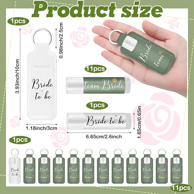 24 Pack Bachelorette Party Favor Lip Balm Set Team Bride Lip balm with Lipstick Holder Keychain Bride to be Lip balm Bridal Shower Proposal Gifts for Wedding Party Favors(White, Sage Green)-BrightBean Baby