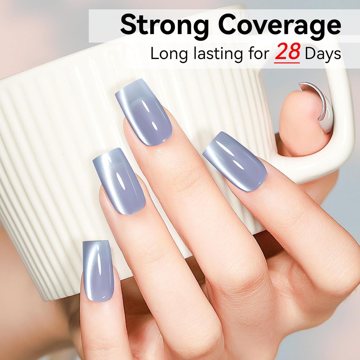 Cat Eye Gel Nail Polish Blue, Magnetic Cateye Gel Polish Sheer Blue Glitter Holographic With Magnet for Nail Salon DIY At Home-BrightBean Baby