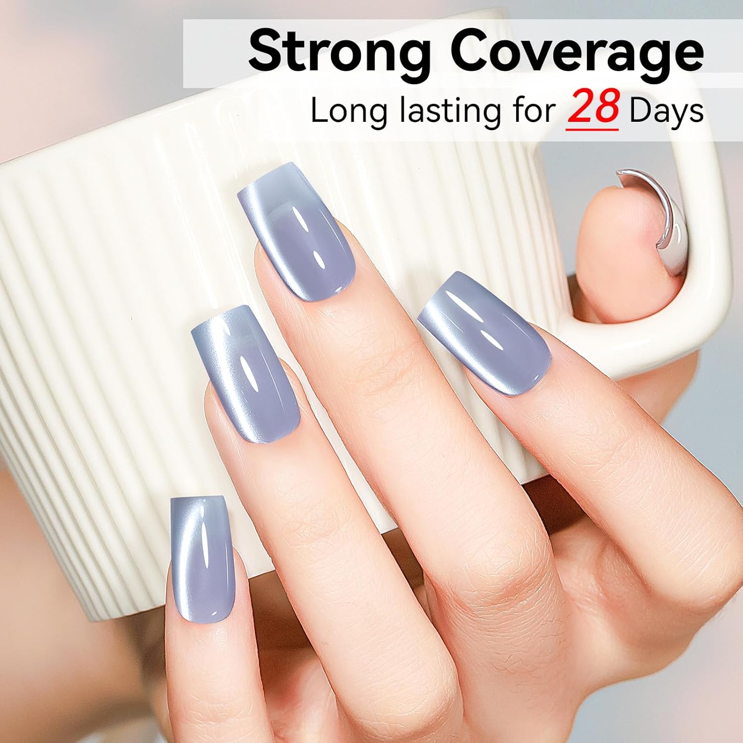 Cat Eye Gel Nail Polish Blue, Magnetic Cateye Gel Polish Sheer Blue Glitter Holographic With Magnet for Nail Salon DIY At Home-BrightBean Baby