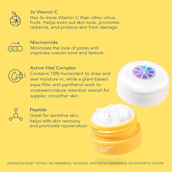 Saturday Skin Yuzu Eye Balm Vitamin C Wide lluminating Under Tight Eye Cream Korean Niacinamide Caffeine for Wrinkles Puffy Eyes Dark Circles Moisturizing Hydrates Anti Aging for Women (15ml)-BrightBean Baby