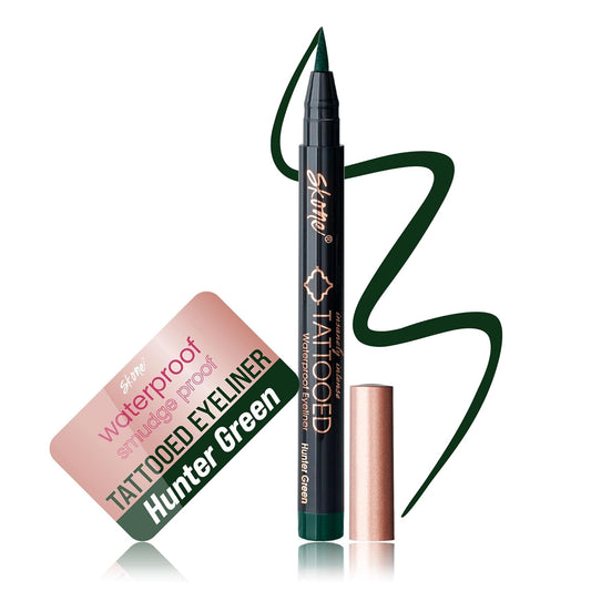 Skone Cosmetics Insanely Intense Tattooed Eyeliner Pen - Waterproof Liquid Eyeliner, Long Lasting, Sweat Proof, Smudge Proof Felt Tip Liquid Eyeliner - Pigmented Eye Liner Makeup, Hunter Green(0.07oz)-BrightBean Baby